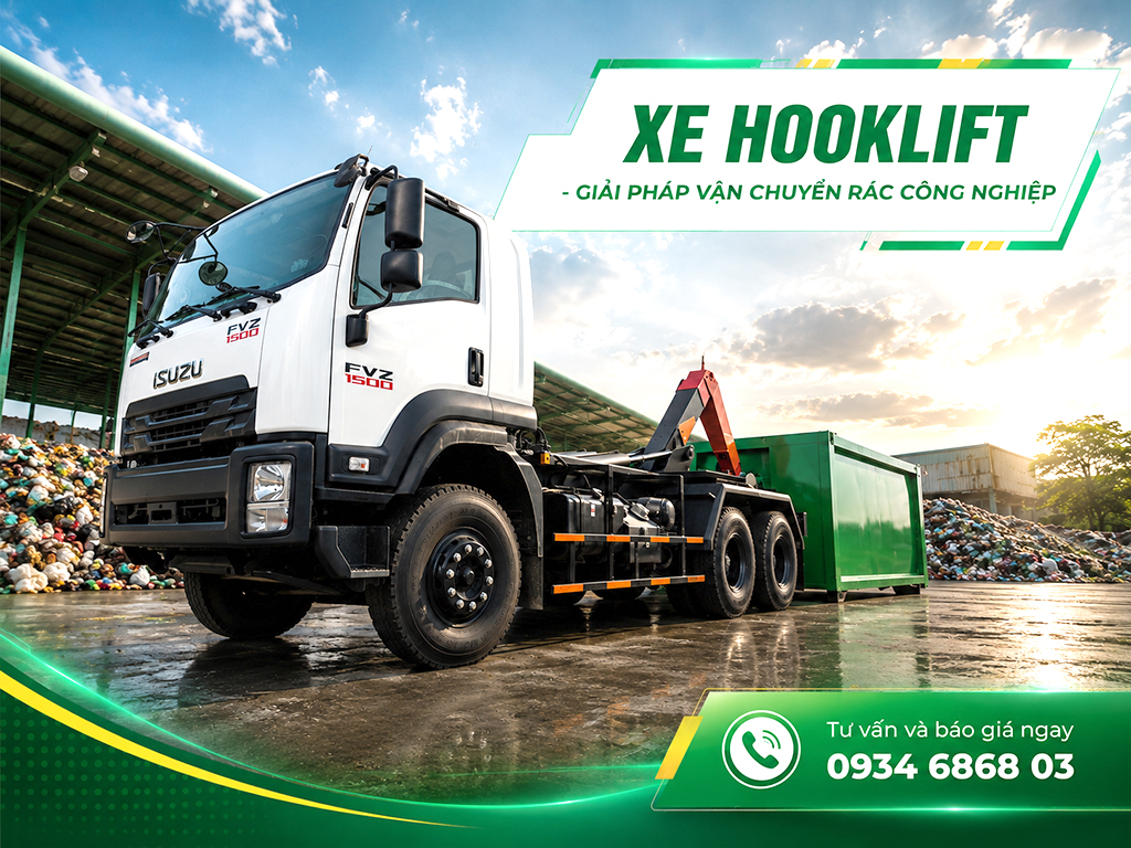 Ô tô chở rác Isuzu cơ cấu Hooklift
