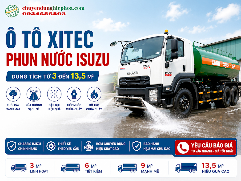 Ô tô xi tec phun nước Isuzu