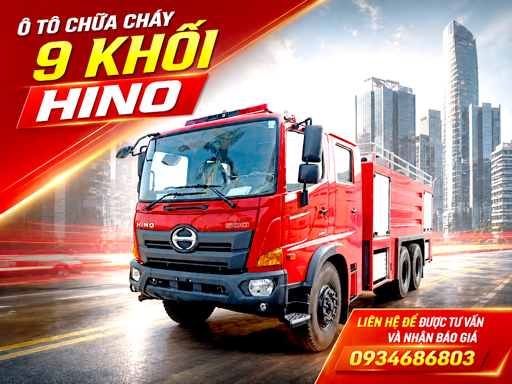 Xe chữa cháy 9 khối Hino lắp bơm Mỹ